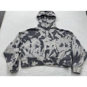 Nike Women's  Tie Dye Hoodie Sweatshirt Oversized Crop Washed Jersey Gray XS